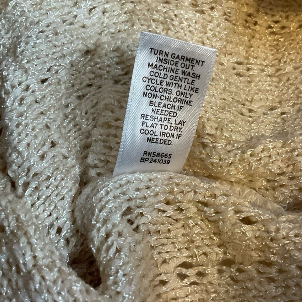 Frenchi Womens Size M Open Weave Long Sweater Butter‎ Cream Knit 3/4 Sleeve - Picture 7 of 7